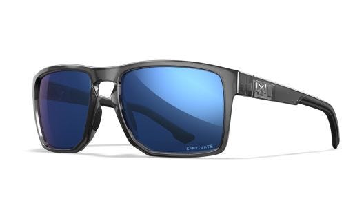 WX FOUNDER, Lenses: CAPTIVATE™ Polarized Blue Mirror, Frame: Gloss Crystal Grey