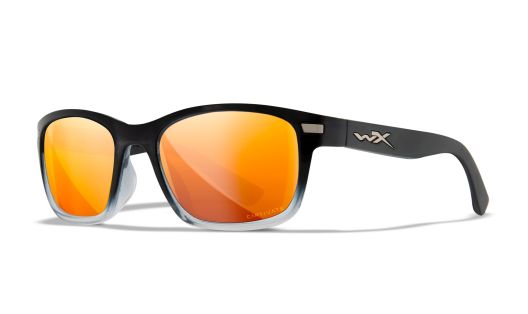 WX HELIX, Lenses: CAPTIVATE™ Polarized Bronze Mirror, Frame: Gloss Black Fade to Clear Crystal