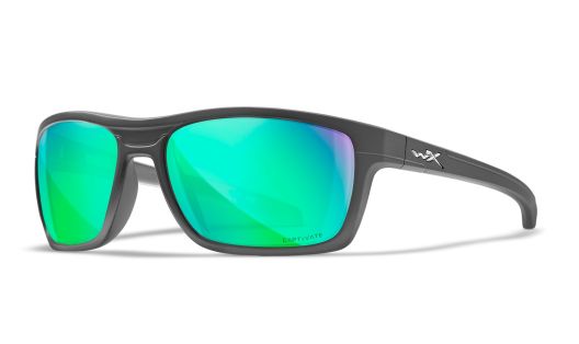 WX KINGPIN, Lenses: CAPTIVATE™ Polarized Green Mirror, Frame: Matte Graphite