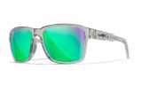 Image of WX TREK, Lenses: CAPTIVATE™ Polarized Green Mirror, Frame: Gloss Crystal Light Grey