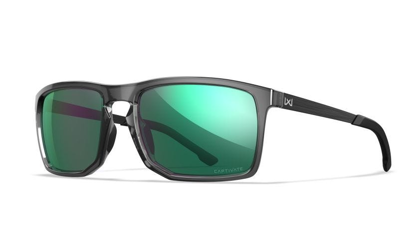 WX AXE, Lenses: CAPTIVATE™ Polarized Green Mirror, Frame: Gloss Crystal Grey Image