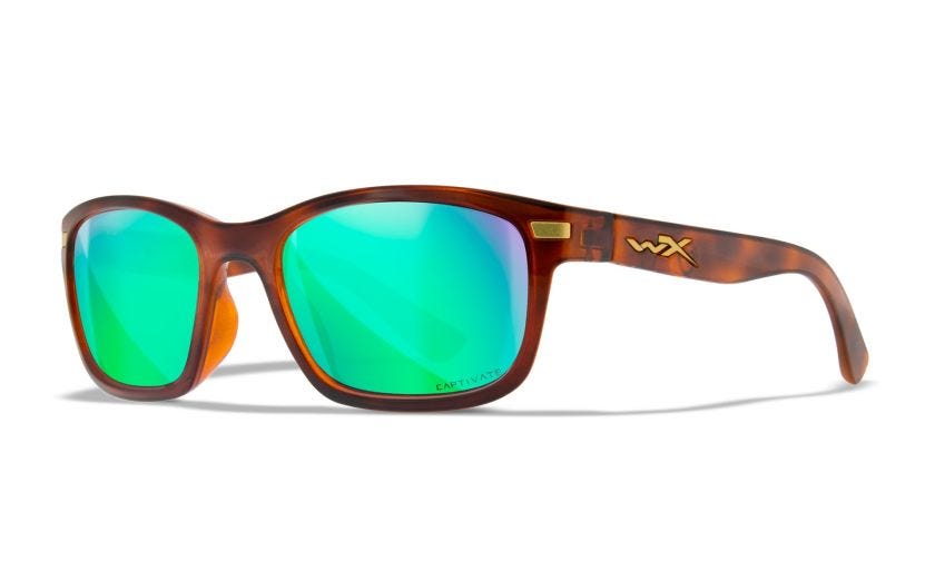 WX HELIX, Lenses: CAPTIVATE™ Polarized Green Mirror, Frame: Gloss Demi Brown Image
