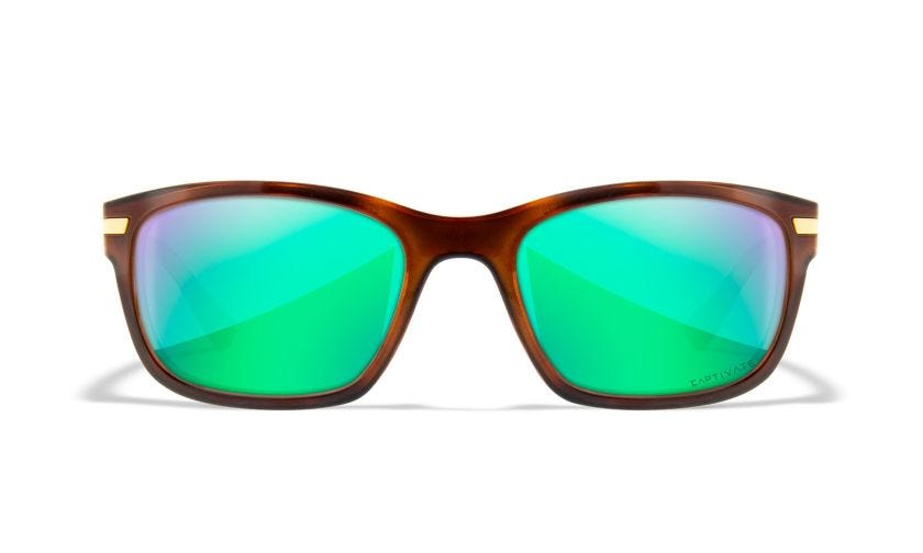 WX HELIX, Lenses: CAPTIVATE™ Polarized Green Mirror, Frame: Gloss Demi Brown Image