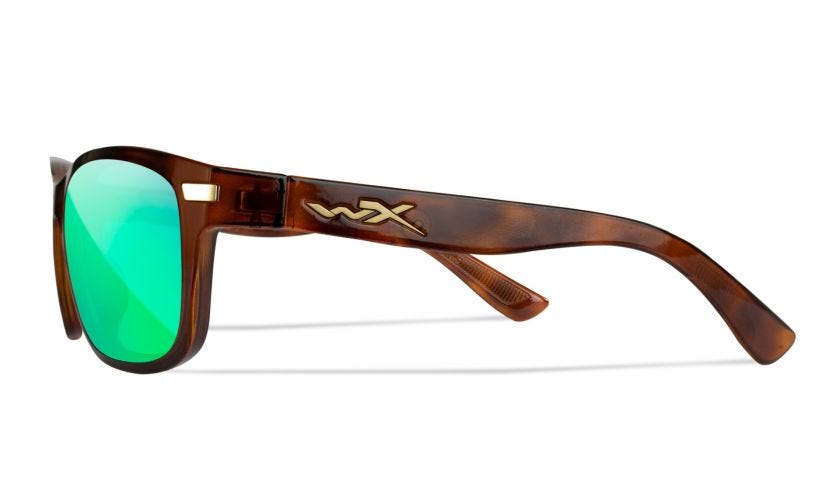 WX HELIX, Lenses: CAPTIVATE™ Polarized Green Mirror, Frame: Gloss Demi Brown Image