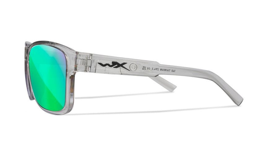 WX TREK, Lenses: CAPTIVATE™ Polarized Green Mirror, Frame: Gloss Crystal Light Grey Image